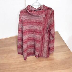 Cleo Pink  Cowl Neck Sweater with Cozy Knit Texture Size XL